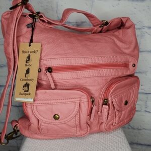 Elegant Pink Hobo Crossbody Bag